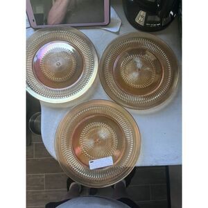 Jeannette Marigold Sunburst. 3 plates. 10”.